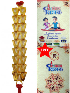Golden Bracelet Rakhi Red Silk Thread #RA-0012