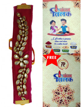 Rakhi Maroon Bracelet With Stones For Women Silk Thread #RA-0016