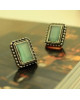 Antique Design Stud Earrings with Sea Blue Stone