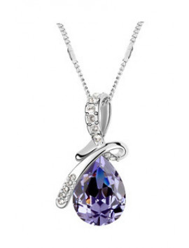 Silver Purple Austrian Crystal water drop Necklace & Pendants made with Swarovski Elements