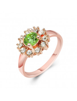 Hot Nice party Girls Show Rose Gold Color Cubic Zircon Women Lady Fashion Ring Size - 25