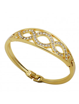 Free Shipping Rose Golden Royal Design Crystal Lady's Closed Bangle Bracelet