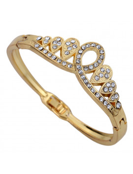 Luxurious Golden Water Drop Crown Carve Crystal Bracelet,Bangle,Kada 